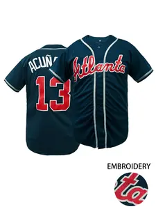 Men's Atlanta #12 Embroidered Baseball Jersey, Casual V-Neck Short Sleeve Baseball Shirt, Breathable Loose Fit Sportswear, Sports Clothing, Perfect for Outdoor Sports & Daily Wear, Unisex Style, Gift for Training, Embroidery Jersey