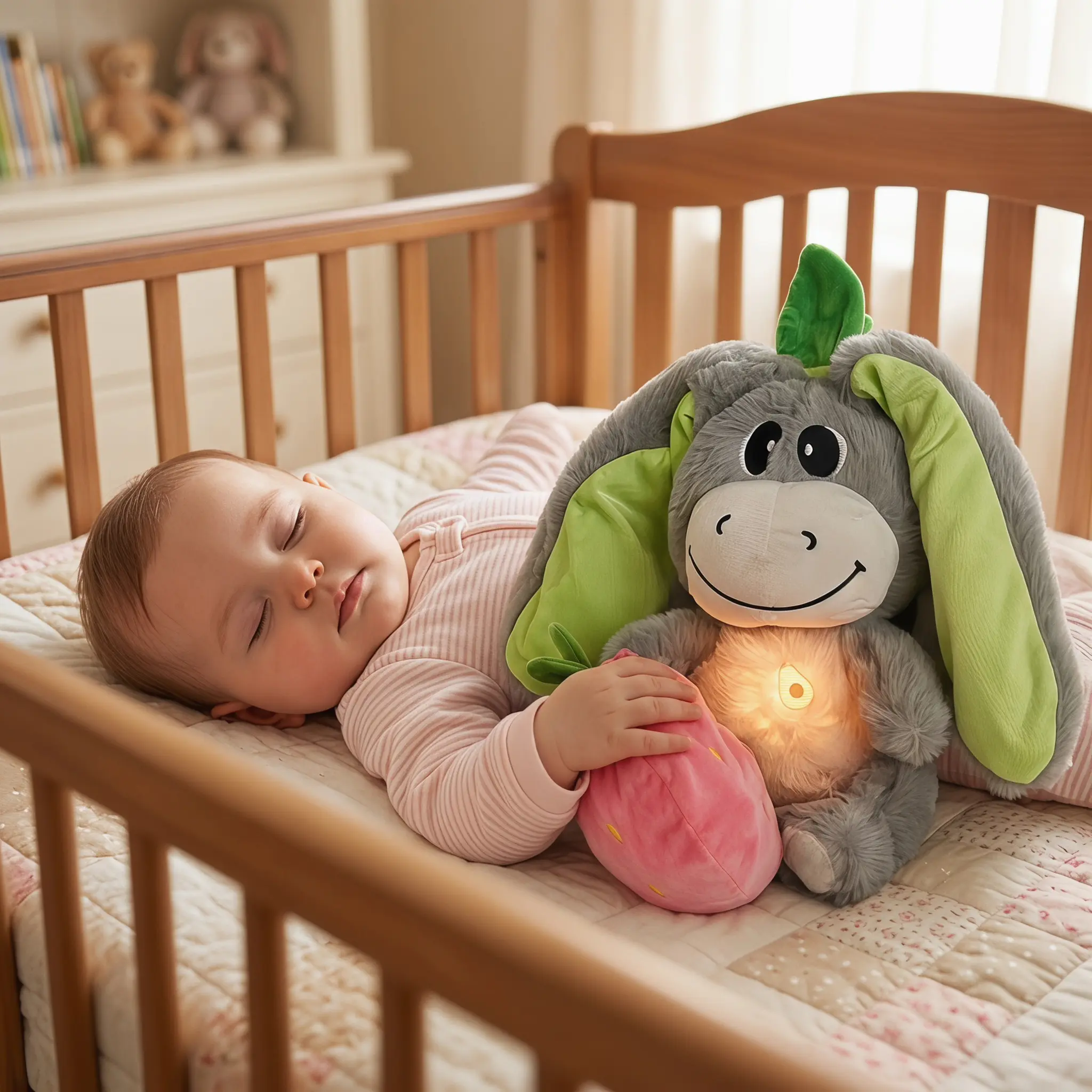 30 cm Unisex Baby Strawberry Donkey Breathes Stuffed Toy - Creative Transformable Fruit Theme Doll, Soft Fabric, Snuggly Feel, Ideal Kids' Birthday Gift Sleeping Doll Huggable Companion