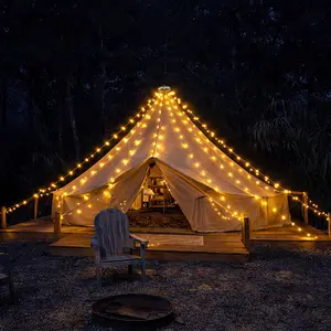 Christmas Tree Lights with Ring，Camping String Lights,6.6FT x 16 Fairy String Lights Plug in for Indoor Outdoor,Portable Lights for Camping/Yard/Hiking