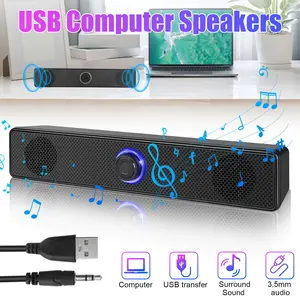 Dazone Compact Wired USB-Powered Soundbar with Stereo Audio, Plug-and-Play 3.5mm Jack, Computer Speakers for PC Desktop