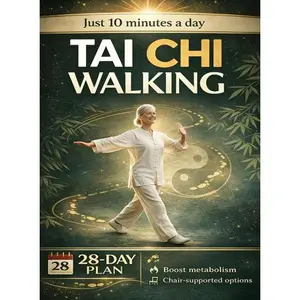Tai Chi Walking Manual: A 28-day progressive plan suitable for seniors, a universal manual, improves balance and stability, enhances vitality and daily physical fitness, beginner-friendly.