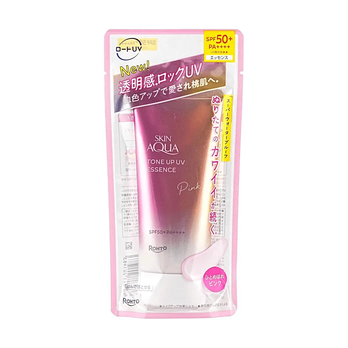 ROHTO Skin Aqua UV Essence Sunscreen SPF50+ PA++++ Pink, 70g -  Blood Red Tone, Japanese Sunblock for Radiant Skin