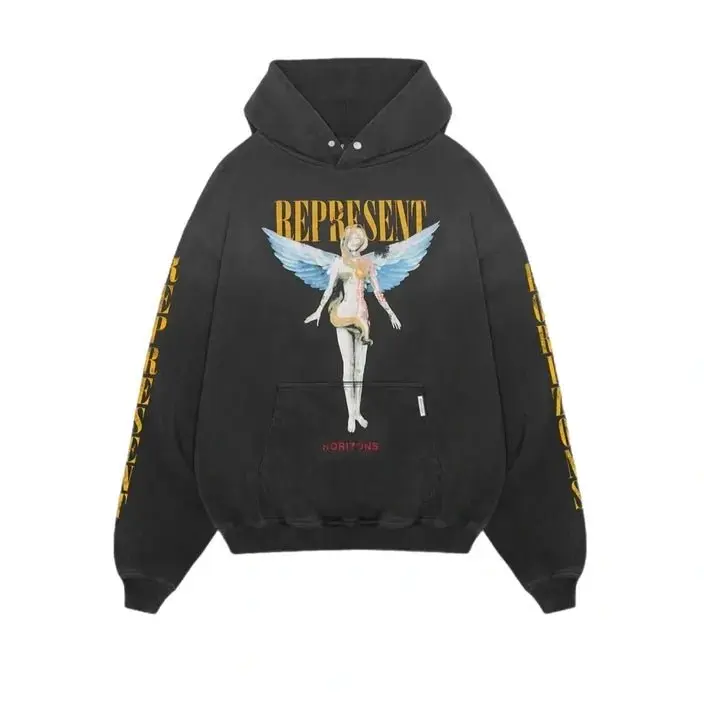 Represent REBORN HOODIE “Aged Black"