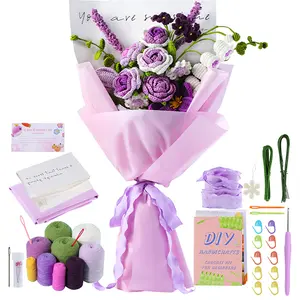 Hand-crocheted flower bouquets, complete with detailed instructions, make the perfect gift for Mother’s Day or Valentine’s Day,Beginner-Friendly Knitting Kit