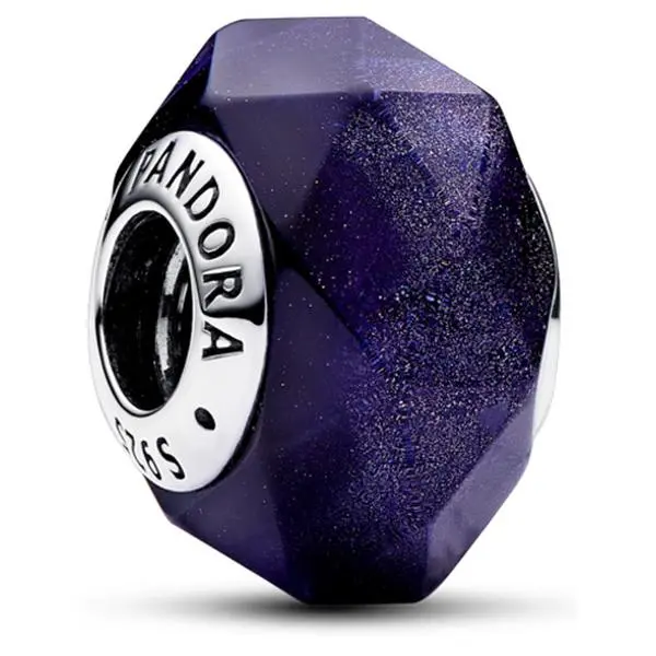 Pandora Faceted Blue Murano Glass Charm 792984C00, Charms & Pendants, Any Chain Or Bracelet, Rhombus Facets, Bling Effect, Geometric, Faceted Shape