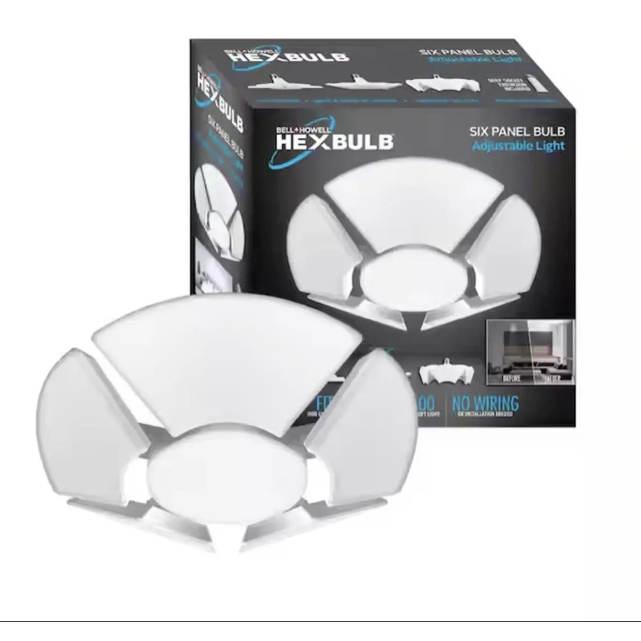 Bell-Howell HexBulb Six Panel Bulb Adjustable Light No Wiring Modern Design for Home Decor