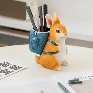 Cute Rabbit Pen Holder Easter Home Office Desk Decoration, Unique Stationery Storage Gift Idea, Effective Organization Solution, Fun Desk Supplies