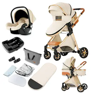 Portable Baby Stroller High Landscape, Reversible Foldable Pushchair for Newborn, Reclining Infant Carriage, Lightweight Travel Pram for Indoor Outdoor Use, Easy One Hand Fold, Smooth Suspension, Space Saving Baby Gear