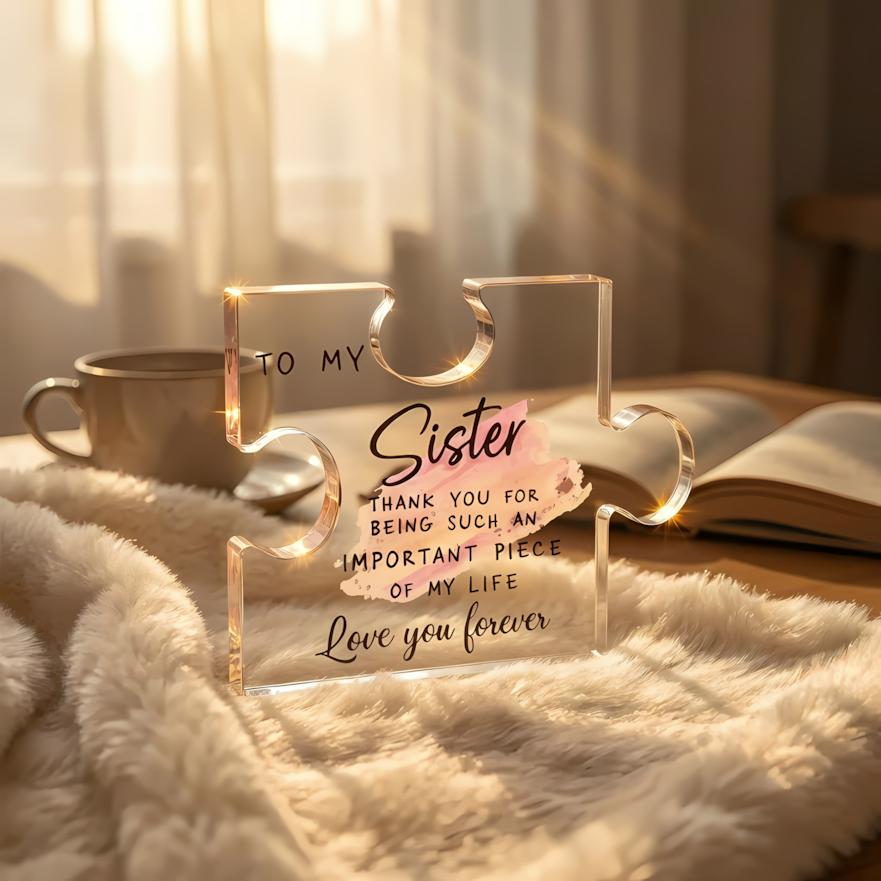 Acrylic Puzzle Plaque for Sisters, Heartfelt Friendship Keepsake, Photo Prop Decor for Best Friends, Thoughtful Gift for Birthdays, Weddings & Holiday Season