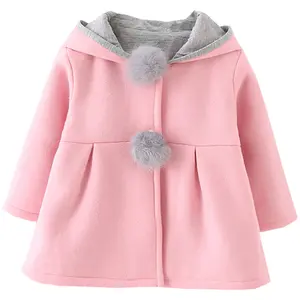 Baby Girls Spring Autumn Cute Hooded Jacket Coat 6 Months-6 Years Pink Gray Plain Design for Special Occasions