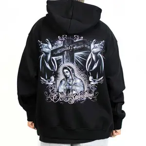 Guadalupe Cross Inri Dove Hands Our Salvation, Chicano Clothing, Gangster clothes, Hoodies for men, Men's clothing Streetwear