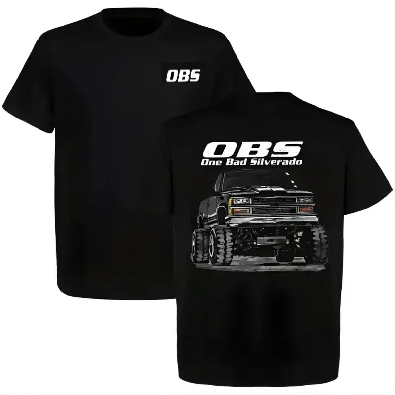 [100% Cotton] Chevrolet OBS Silverado "One Bad Silverado" Lifted Truck Graphic T-Shirt graphic tee