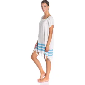 All Cotton Swimsuit Cover Ups for Women Short Sleeve Beach Dress
