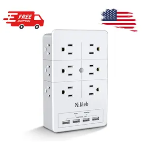 Multi Plug Outlet Surge Protector, 12 Electrical Outlets Extender with 4 USB Charging Ports Total 4.8A