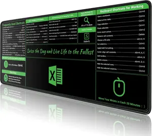 Ergonomic Large Excel Shortcut Mouse Pad, Extended Office Mouse Pad with Stitched Edges, Waterproof, Non-Slip Base Keyboard Mats for Desk, XL Desk Pad