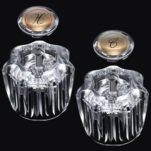 Easy-Install Clear Acrylic Bathroom Faucet Knobs - Compatible with Delta/Delex/Peerless, Hot & Cold Water Handles for Sink and Bathtub, Includes Screws