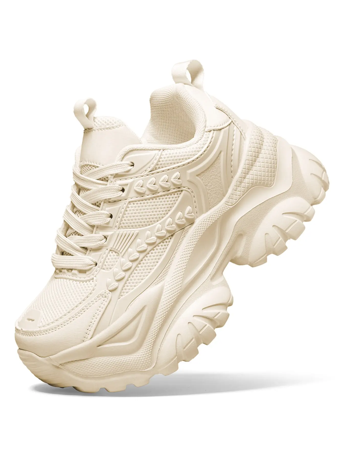 026 Spring/Summer New Women's Platform Chunky Shoes, Chunky Casual Trainers, Casual sneakers, Invisible 5cm Height Increase, Breathable Mesh Sports Shoes, All Black/All White, Suitable for Shopping, Commute, Outdoor Activities, Plus Sizes 35-42