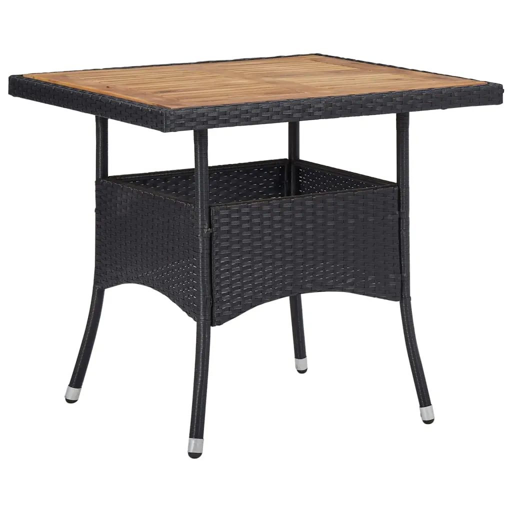 vidaXL Outdoor Dining Table, Patio Table with Storage, Outdoor Table, Garden Furniture for Porch Deck Lawn Backyard Balcony, Solid Acacia Wood PE Rattan 46171