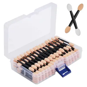 100pcs Eyeshadow Brush with Storage Container, Sponge Applicator Disposable Eyeshadow Brush Eyeshadow Sponge Brush Eye Makeup Applicators