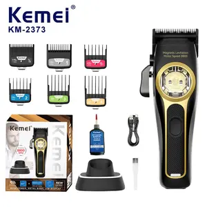 Men's Professional Electric Hair Clipper Km-2373, 4-Speed Adjustable, USB Charging, 8800 Rpm, Includes 6 Comb Guides, Ideal for Salons & Home Use