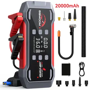 BSMOOM [7 in 1] 9000A Portable Car Jump starter (For All Gas, 12.0L diesel), with 150PSl Tire inflator, 12V Battery, Blower All-in-One, 16800-20000mAh Power Bank Fast Charging , with LED Light