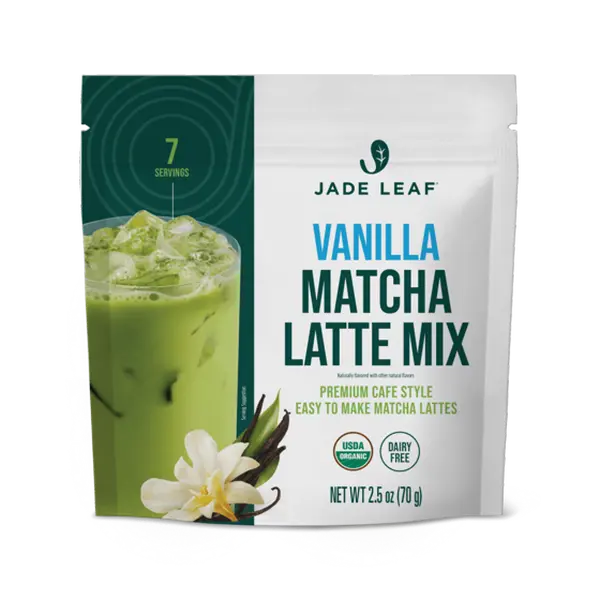 Ceremonial Decaf Vanilla Matcha Powder Jade Leaf Organic Vanilla Matcha Latte Mix Powder 2.5oz | Japanese Matcha Green Tea | Vegan, Gluten-Free, Non-GMO | Café Style Latte Drink Mix Tea Beverage Nata Beverage