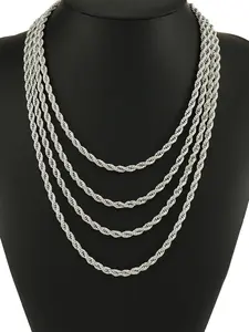 3/5/7mm Stainless Steel Silver Twisted Rope Chain Necklace Choker 15-24 Inches Men's and Women's Daily Jewelry Birthday Valentine's Day Gift Gold Necklace, Exquisite Chain Jewelry, Modern Versatile Accessories