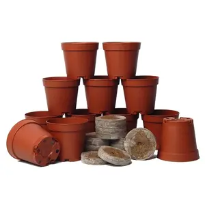 TEKU T55L12GP 2 Inch Plastic Pot Terra Cotta Seed Starter Kit (12 Pack)