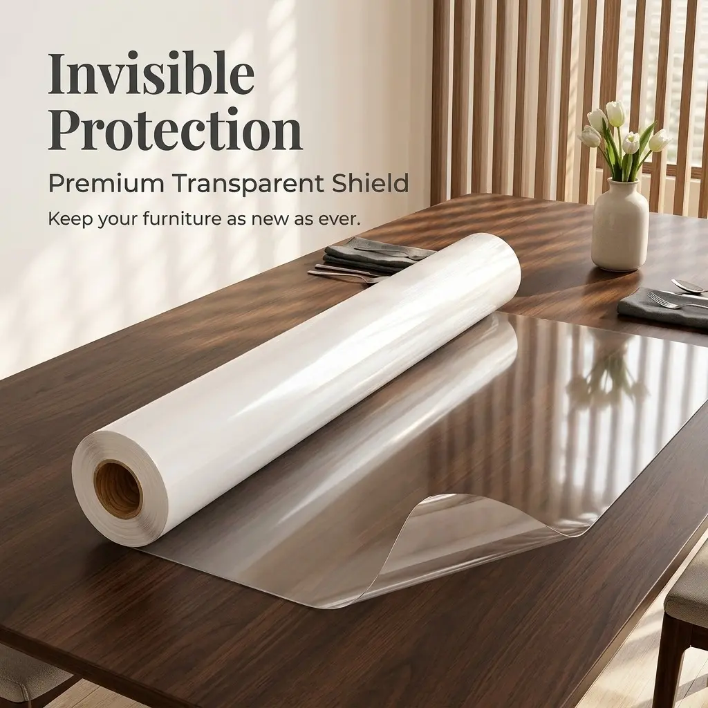 Transparent Anti-Static Film for Walls, Glue-Free Protective Film for Furniture and Kitchen, Invisible Premium Shield, Material, 45cm X 1000cm