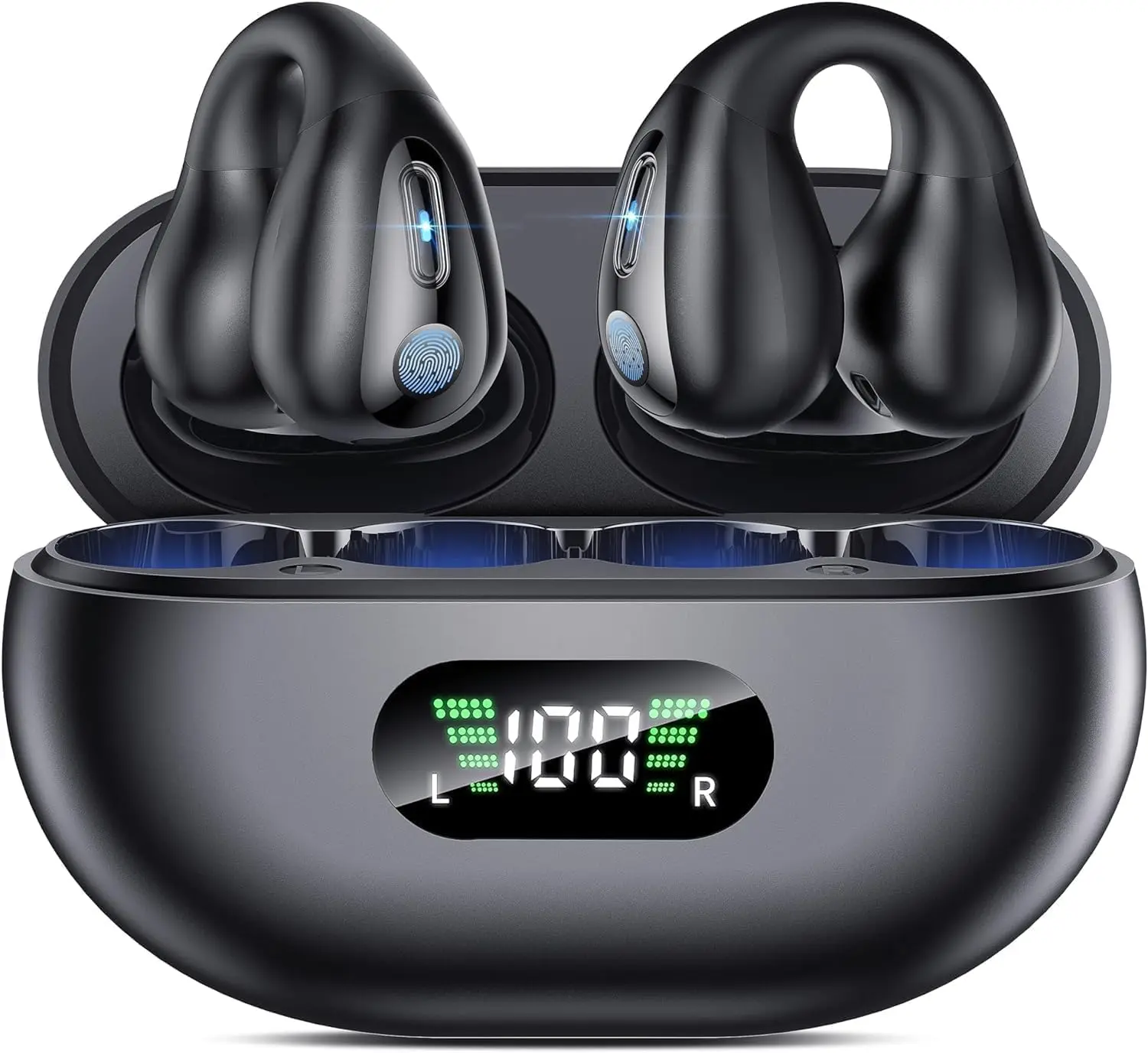 Q80 Wireless On-Ear Clip Headphones – Lightweight, Open-Ear Design, Bluetooth 5.3, Hi-Fi Stereo Sound, IPX5 Sweat-Resistant, Ideal for Sports & Outdoor Activities (Black) Audio headphones bluetooth