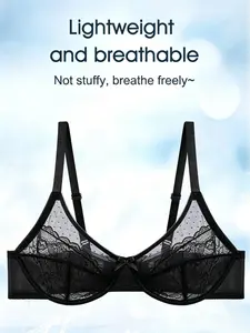 Ultra-Thin Sexy Lace Bra, Seamless Comfortable Breathable Mesh Underwire Push-Up Bra, No Pads, Perfect Fit, Ideal for Daily Wear