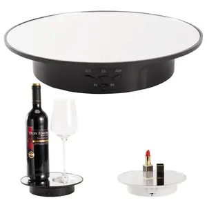 7.87'' Rotating Display Stand Motorized Rotating Display Stand, 22 lbs Load Rotating Platform with Mirror Cover, Rotating Stand with USB Charging Port, for Jewelry Photography Products 3D Model Cake Organiser Racks