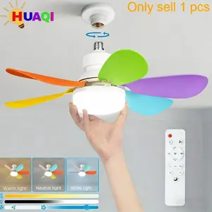 E27 Screw Base Ceiling Fan Light, Modern Simple Design, Home Electric Fan Lamp for Living Room Dining Bedroom, Quiet Wind Force, Adjustable Lighting, Brightness Dimmable