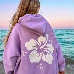 Hibiscus Flower Towel Embroider Hoodie
