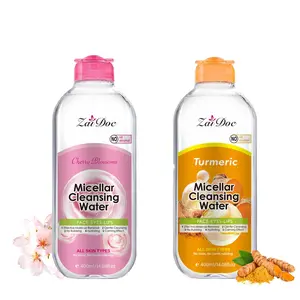 Micellar Cleansing Water - Turmeric & Cherry Blossoms - 400g - Gentle Makeup Remover for Waterproof Eyeliner - No Alcohol - Essential for Sensitive Skin - Oil-Free Skincare Set Daily Gift Soothing Cosmetic Cleanser