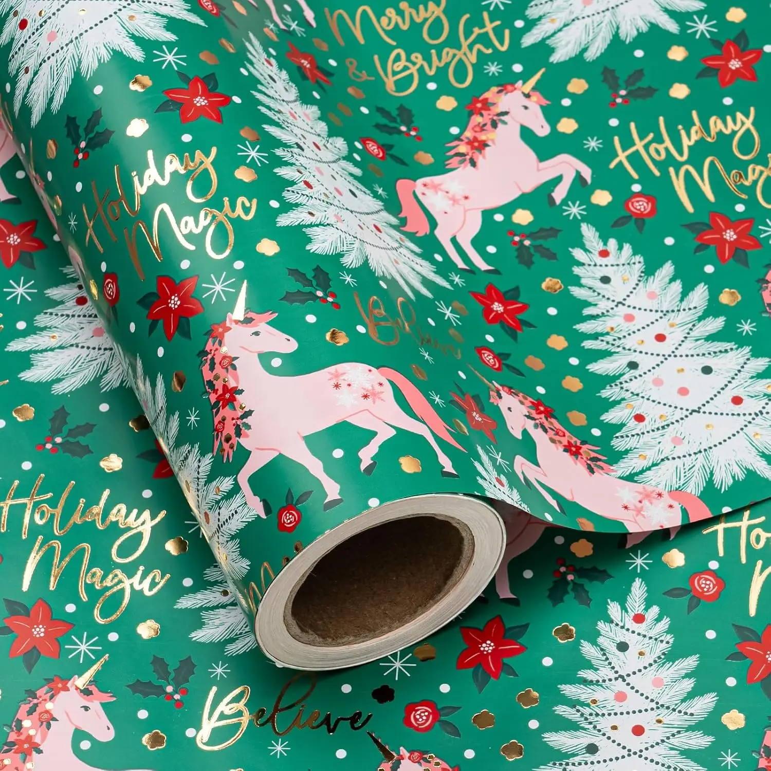 WRAPAHOLIC WRAPAHOLIC Christmas Wrapping Paper Roll Collection,Cute & Vintage Holiday Gift Wrap with Santa, Cat, Unicorn, Gaming, Horse, Teddy Bear and Toile Designs, Christmas Gift Wrapping Paper for Kids,Family,Women,Holiday Party, 17 Inch x 16.5 Feet