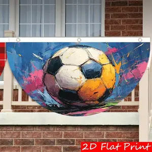 1 Pack Christmas Flag Football Fan-Shaped Porch Flag, Semicircular Outdoor Flag with Grommets, Football Art for Patio or Porch Wall Holiday Decoration