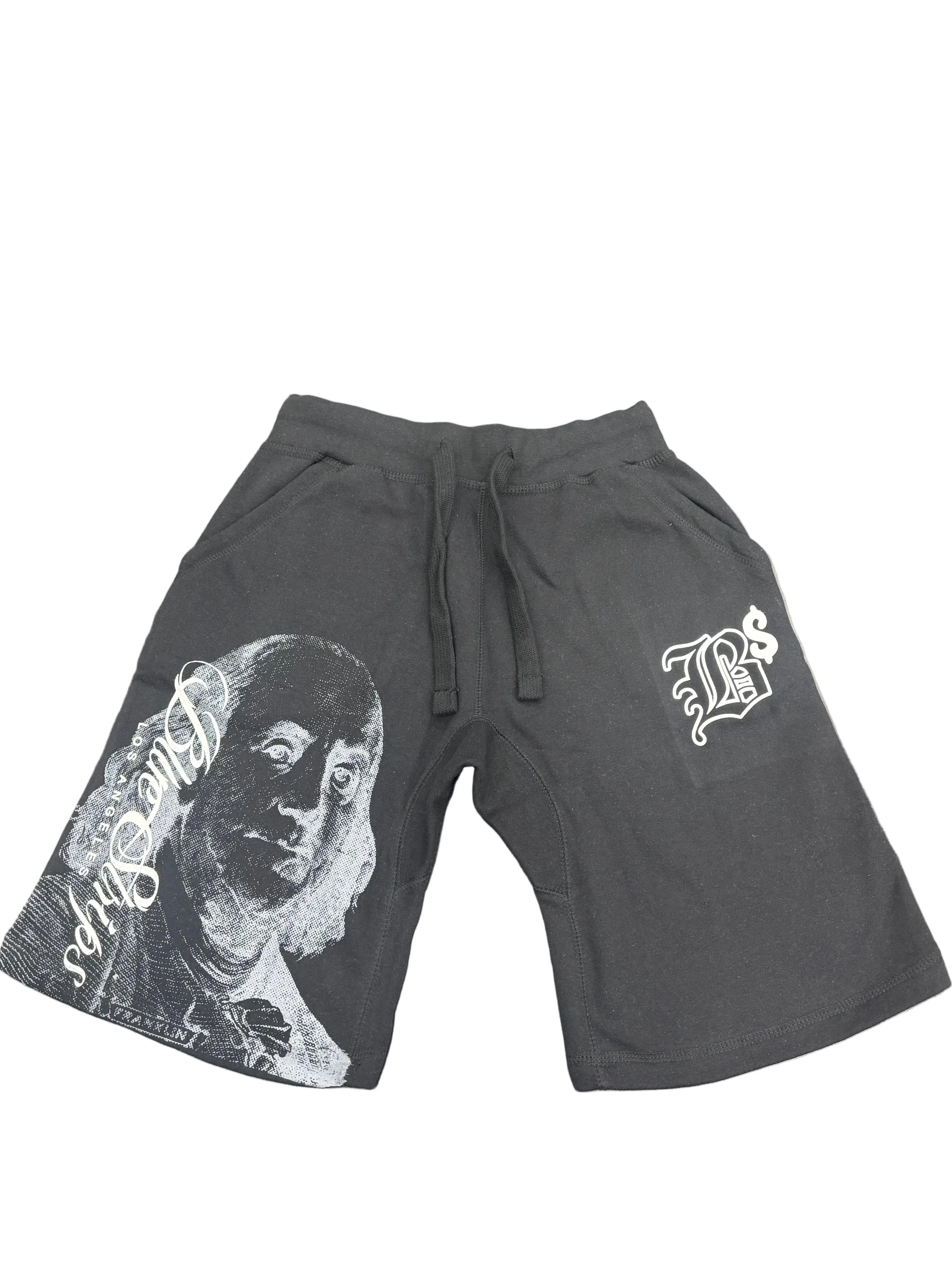Men's Casual Black Menswear Shorts with Benji Cursive Script Graphic - Streetwear Style for Loungewear, Fit, No, Graphic Detail, Loungewear Ready, Xl, Bottom Shorts, Casual Home Shorts
