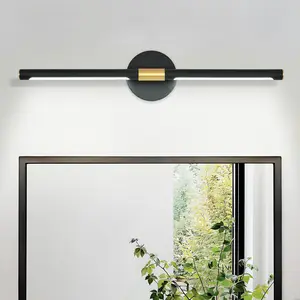 Dimmable 6000K LED Bathroom Vanity Light, Matte Black Wall Sconce, Hardwired Modern Makeup Mirror Light Strip for Bathroom, Black Gold/Brushed Nickel Bathroom Lighting Fixture