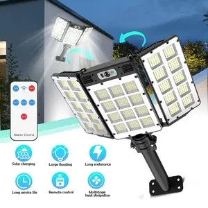 Solar Security Lights Outdoor 5000LM, 800 LED Motion Sensor Flood Lights with Remote, IP65 Waterproof, 3 Modes, 6000mAh