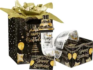 golden Money box birthday gift box cash gift pull DIY set surprise birthday gift box money tree small gift boxes money bag money gun money cake pull out kit