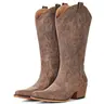 FLORALIE Women's Cowboy Boots: Pointed Toe with Embroidered Detailing, Chunky Heel Mid-Calf Design, Classic Retro Embroidery – Ideal for Country Concerts, Dancing, Weddings, Travel, and Daily Wear