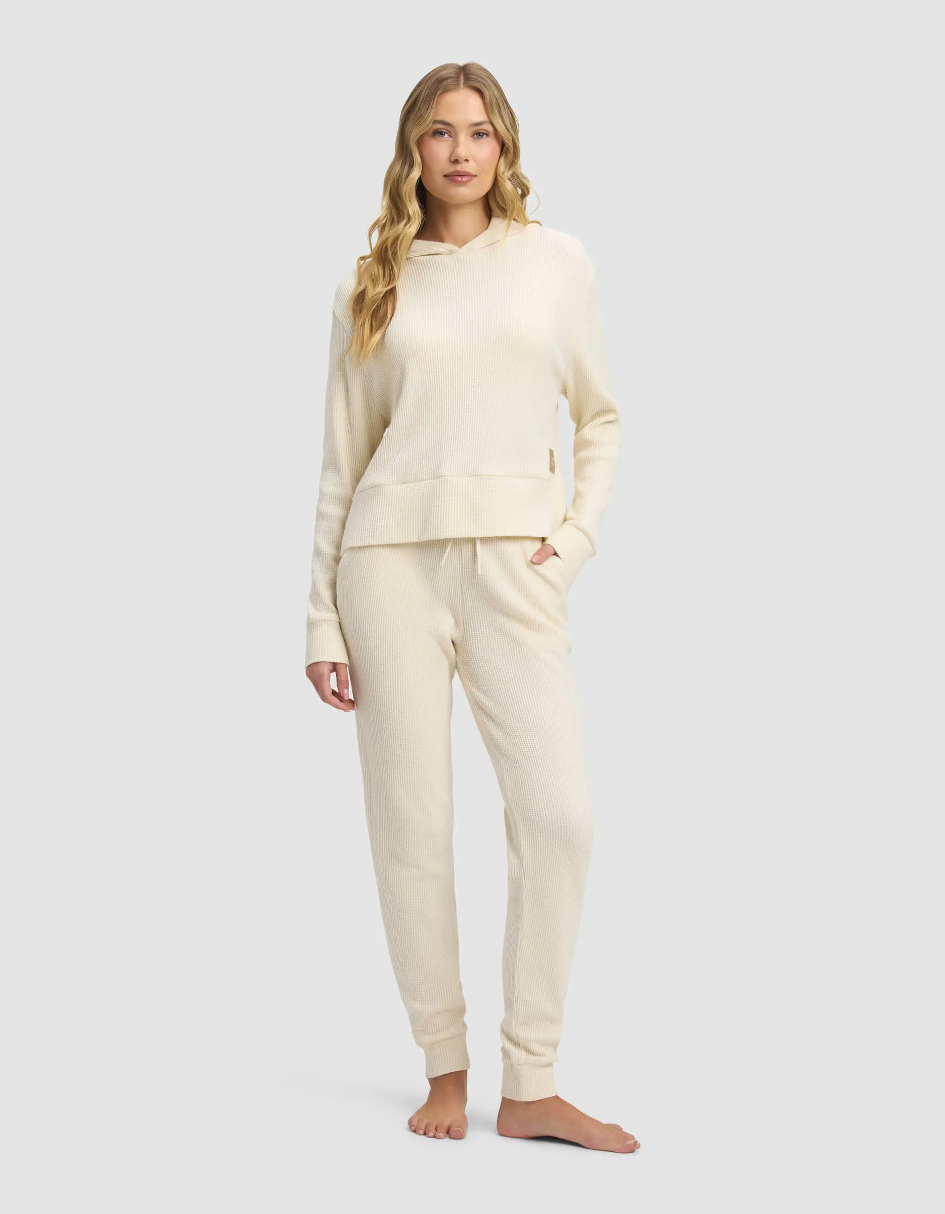 Cozy Earth Women’s Blake Waffle Hoodie & Jogger Set | Soft Waffle Knit Lounge Set with Hoodie & Joggers