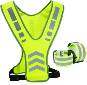 Reflective Running Vest Gear with Pocket for Women Men , Safety Reflective Vest Bands for Night Cycling Walking Bicycle Jogging