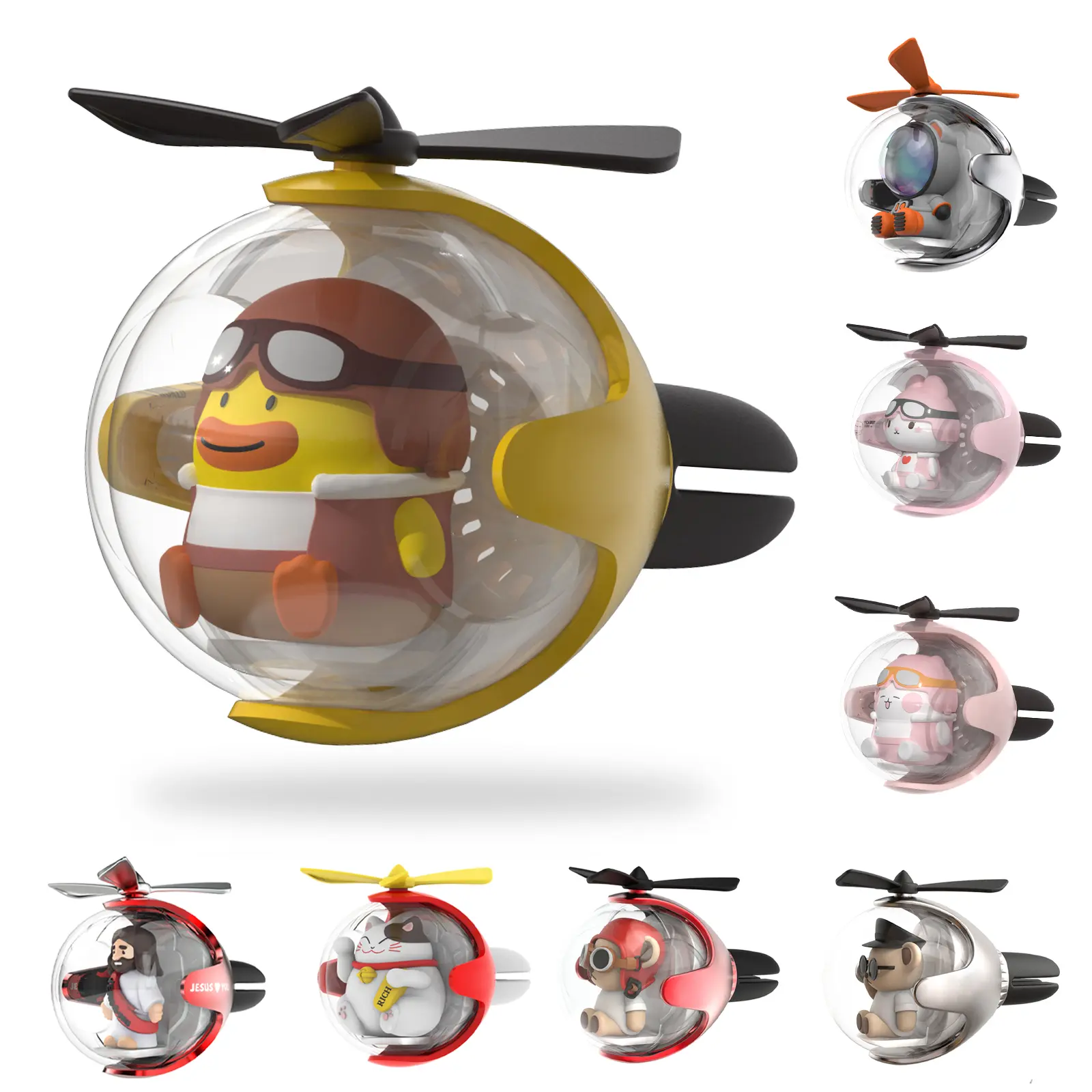 Jesus Flying Ball, Refillable Cartoon Light Up, Scented Car Air Freshener - Long Lasting Car Diffuser - Last 120+ Days, Each Character Contains 4 Free Fragrances