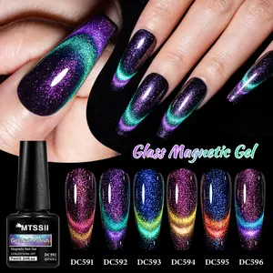 MTSSII 7ml Starry Magnetic Gel Nail Polish, Sparkling Nail Art Gel Varnish with Galaxy Cat Eye Effect, for Home Salon, Manicure, Ideal Gift for Women & Girls