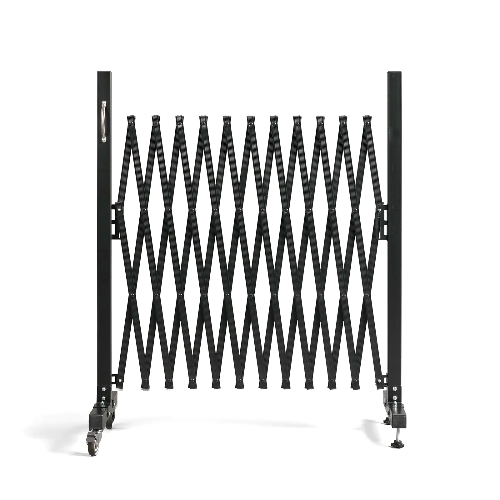 Stretchable Flat-Bottom Iron-Aluminum Composite Fence, Black, 137.8×13.78×16.14 Inch Outdoor Decorative Iron Fence