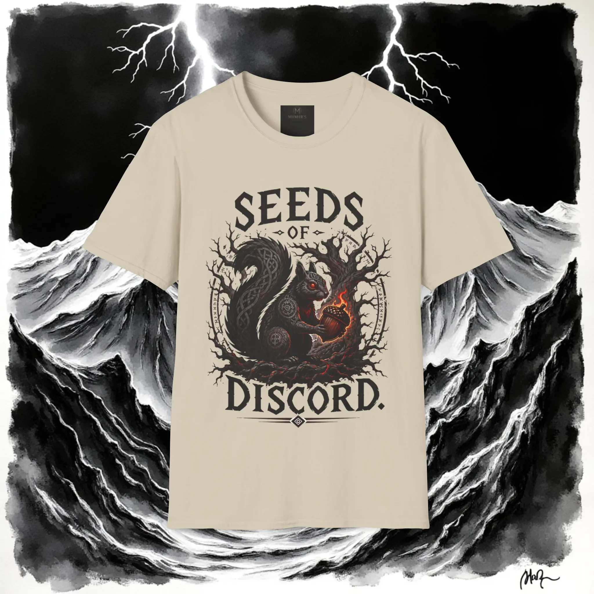 T-Shirt — Seeds of Discord Graphic Tee (Dark Fantasy Ratatoskr Design)