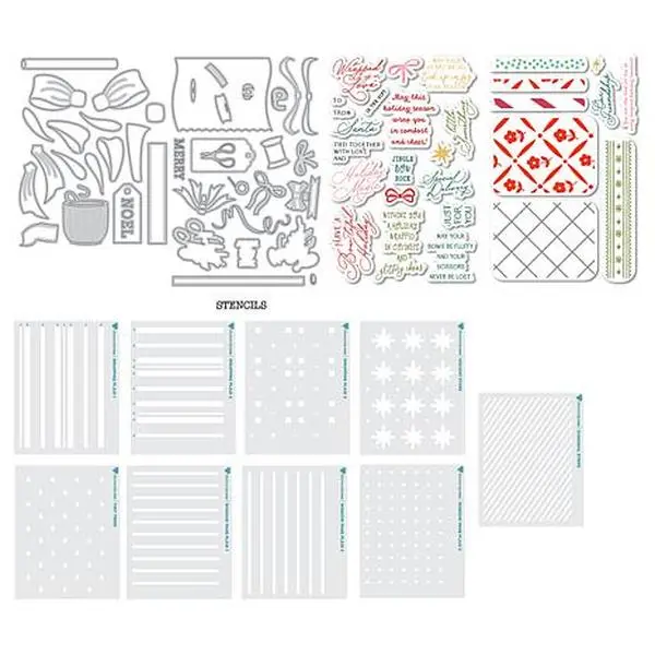 Crafts & Sewing Diamond Press Wrapped with Love Die, Stamp & Stencil Kit