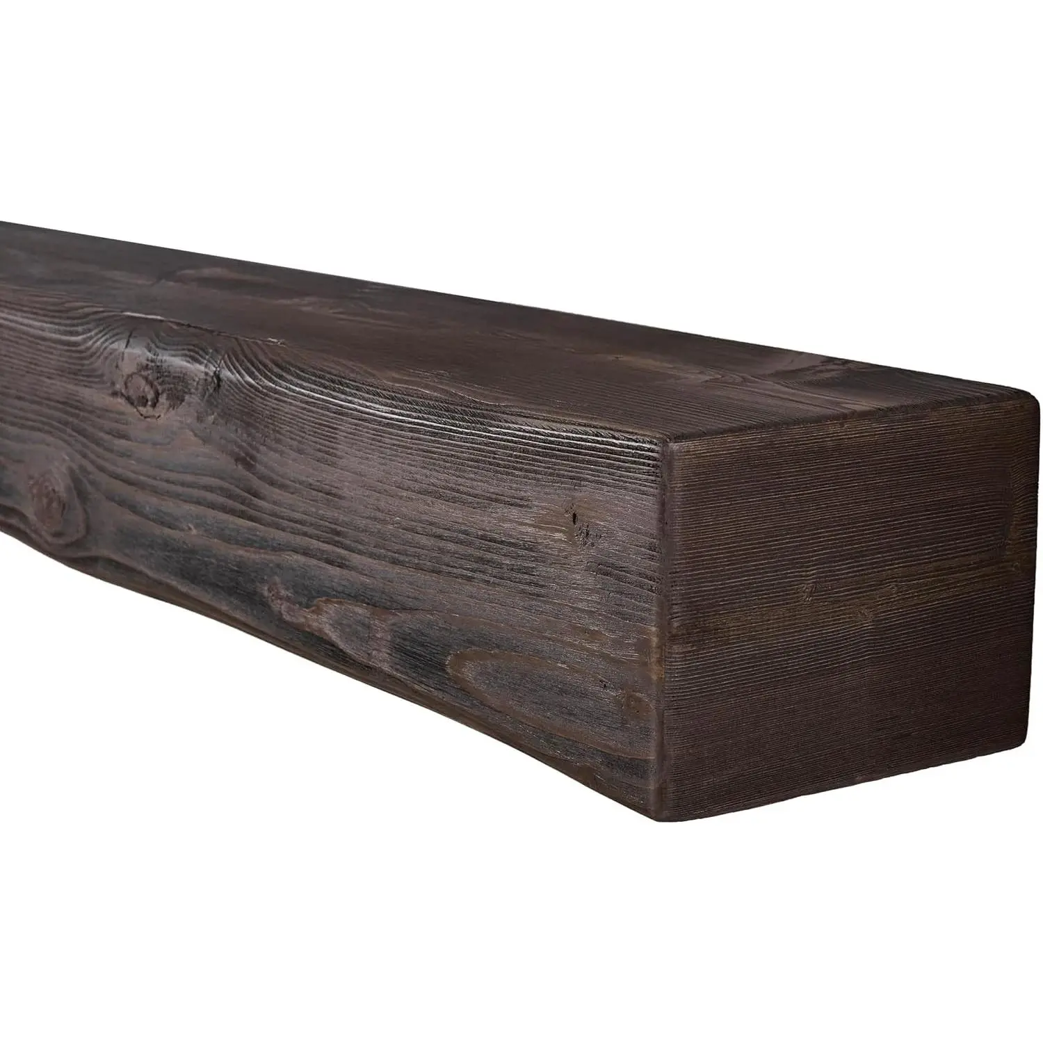 Handmade Rustic 60 Inch Fireplace Mantel Shelf, Dark Walnut 8Dx6H | Real Wood Mantle, Easy Installation, Solid Beam Look, Hidden Joints, Matte Finish